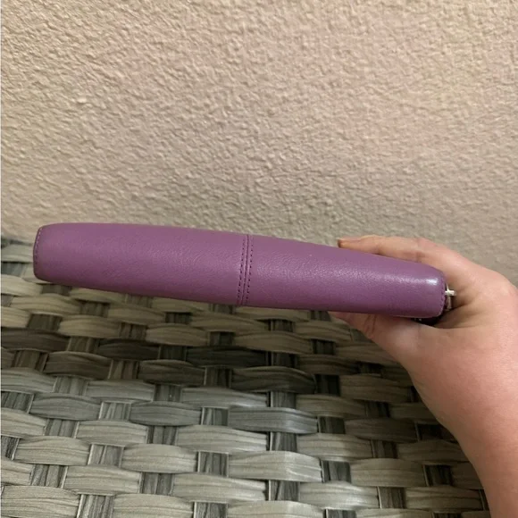 Coach Purple Leather Zip Around Wallet Wristlet - Picture 5 of 15